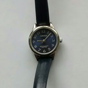 Carriage by Timex Silver Watch w/Blue Face